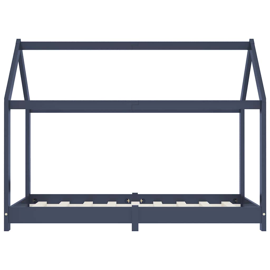 Kids Bed Frame Grey Solid Pine Wood 80x160 cm